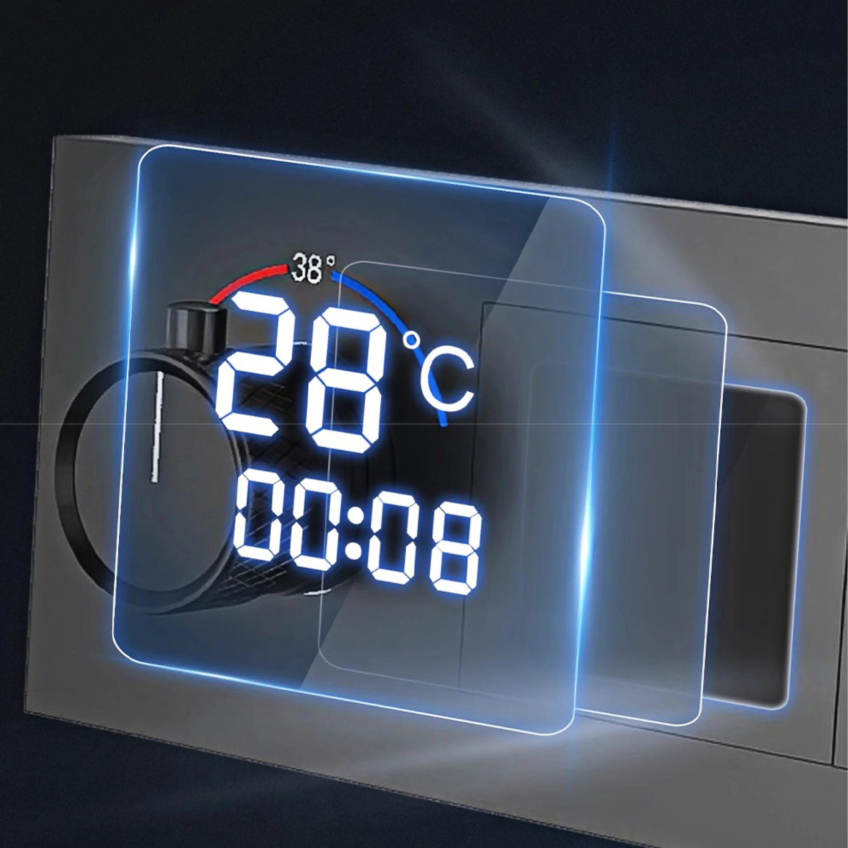 AITANA Miscelatore da bagno a parete con display digitale a LED in ottone nero di lusso a temperatura costante Sistema doccia incorporato a 2 funzioni