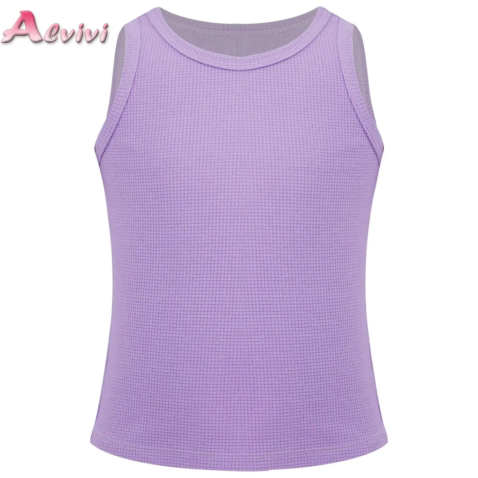 

Children's Summer Pure Vest t-shirt For Boys Girls Waffle Texture Top For Comfortable Breathable Sleeveless Sports Tank Top