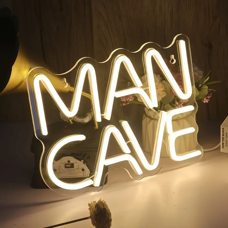 1pc MAN CAVE LED Neon Sign, 5V USB Powered Neon Light With Switch For Bedroom Wedding Birthday Party Game Room Home Wall Decor