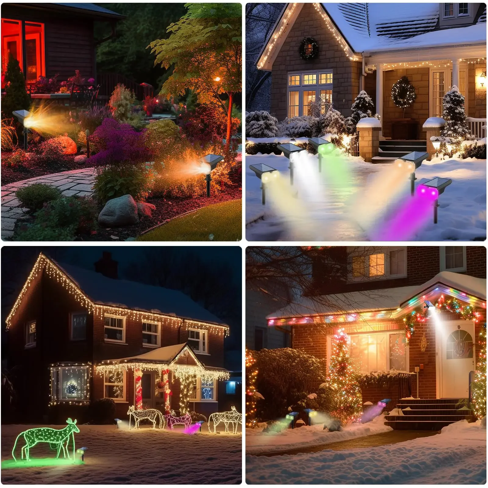 Solar Powered Spotlights Outdoor Waterproof Colors Changing Halloween Christmas Landscape Solar Spot Lights for Outside Yard