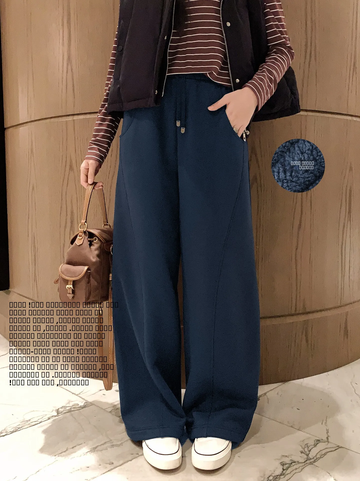 

MeiYang Blue Mountain Fce Lined Casual Pants High Waist Straight Leg Polyester Fiber Self Heating Simple Sle Ladies Pants