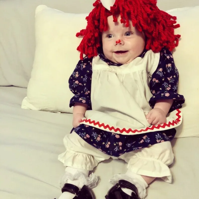 Red Crochet Bunny Clown Hat Kids Funny Handmade Wig, Easter Halloween Party Costume with Pigtails, Warm Yarn Beanie for Toddlers