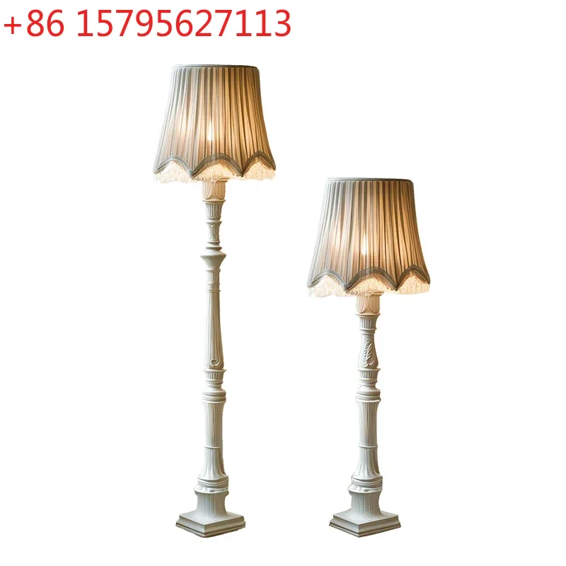 

French cream wind floor lamp living room sofa vertical table lamp ins girl bedroom study advanced sense floor lamp