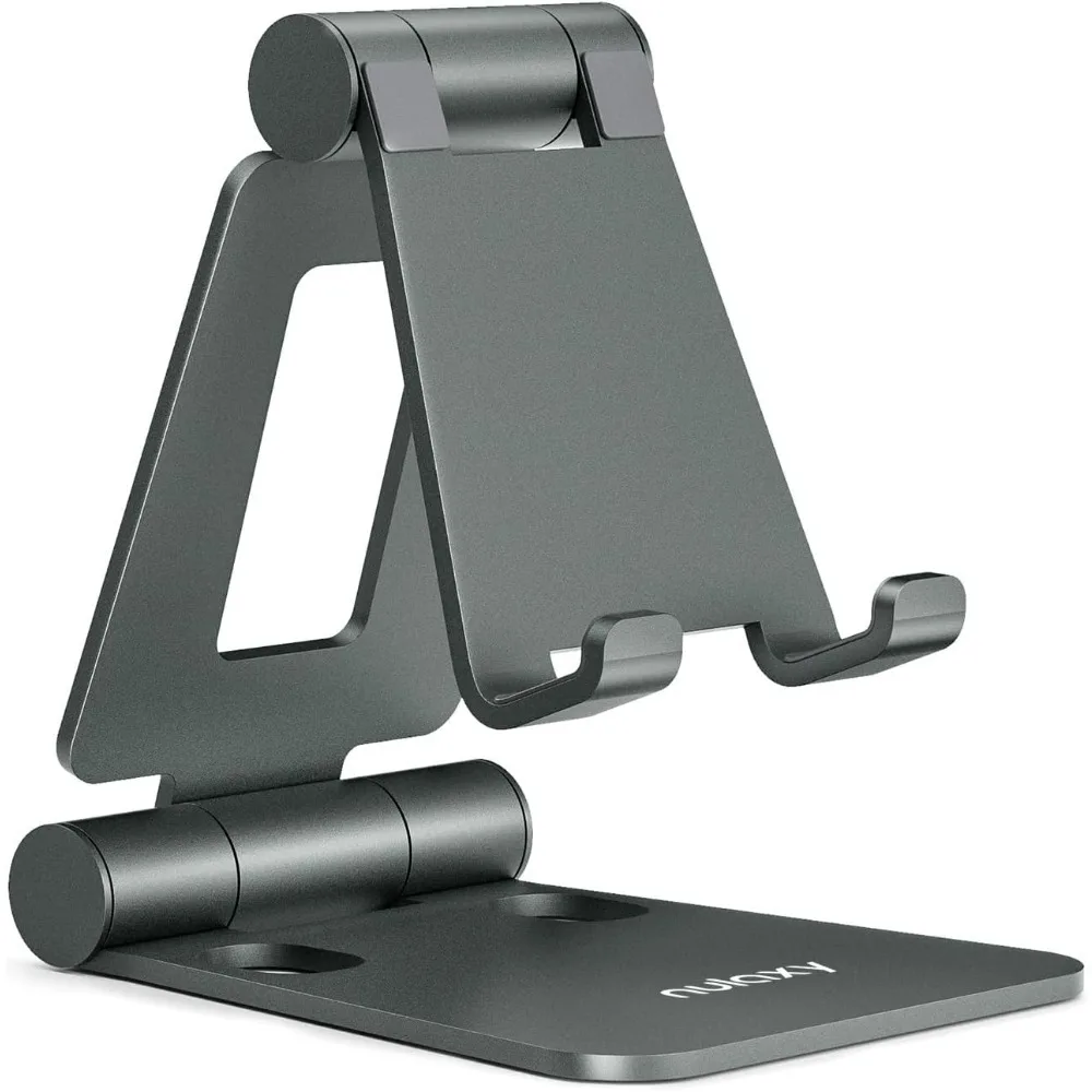 

Dual Folding Cell Phone Stand, Fully Adjustable Foldable Desktop Phone Holder Cradle Dock Compatible with Phone 16 15 14 13 12
