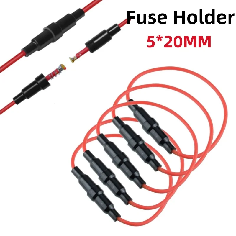 5/10pcs 5*20mm Glass fuse holder Screw Type 5X20mm with 22 AWG Wire Cable 250V fuse casing