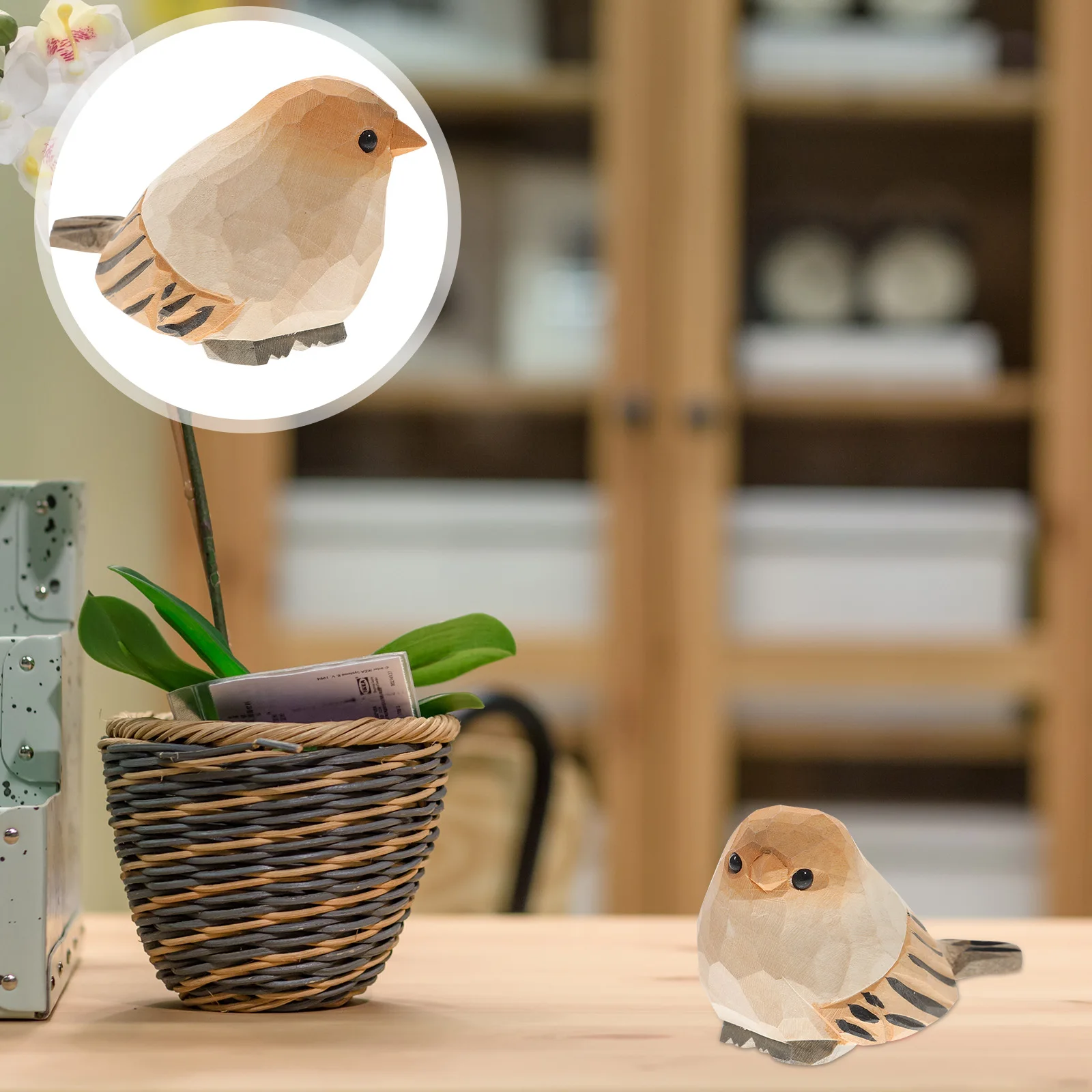 

1Pcs Wooden Bird Statue Craft Art Elegant Wood Carved Animal Ornament for Home Decoration