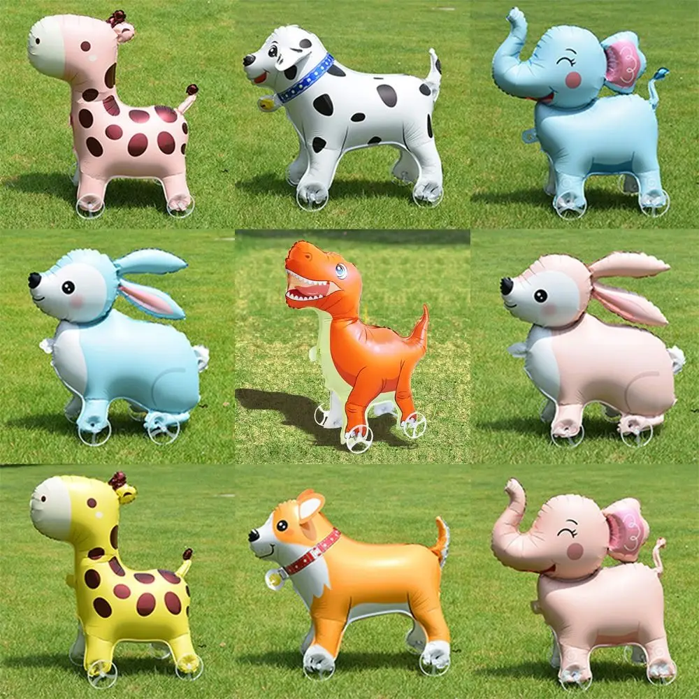 

Movable Design 4D Dinosaur Balloons With Wheels Drawing Foil Standing Foil Balloons Animal Balloon Animals Walking Balloon