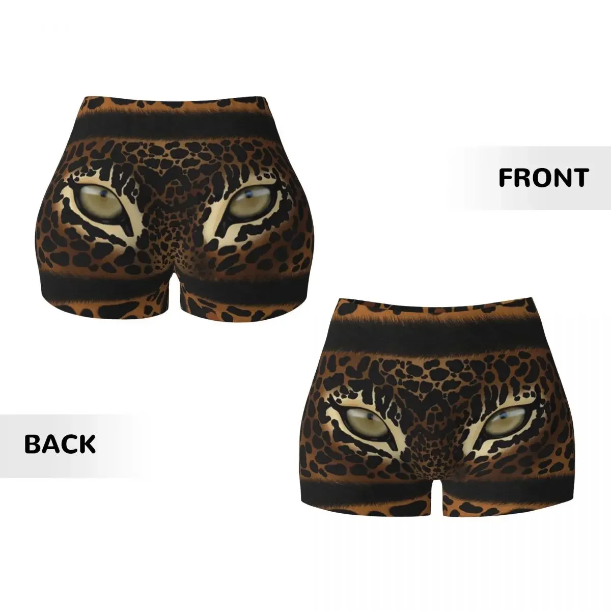 Personalizado marrom animal leopardo impressão motociclista correndo shorts de ginásio para mulheres olhos de leopardo treino atlético yoga shorts