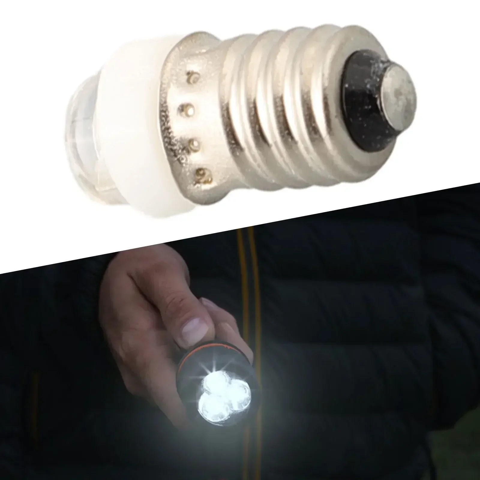 3/4.5/6V 0.5W 6000K 백색 LED E10 교체 전구 손전등 랜턴 비상 램프 횃불 캠핑 액세서리