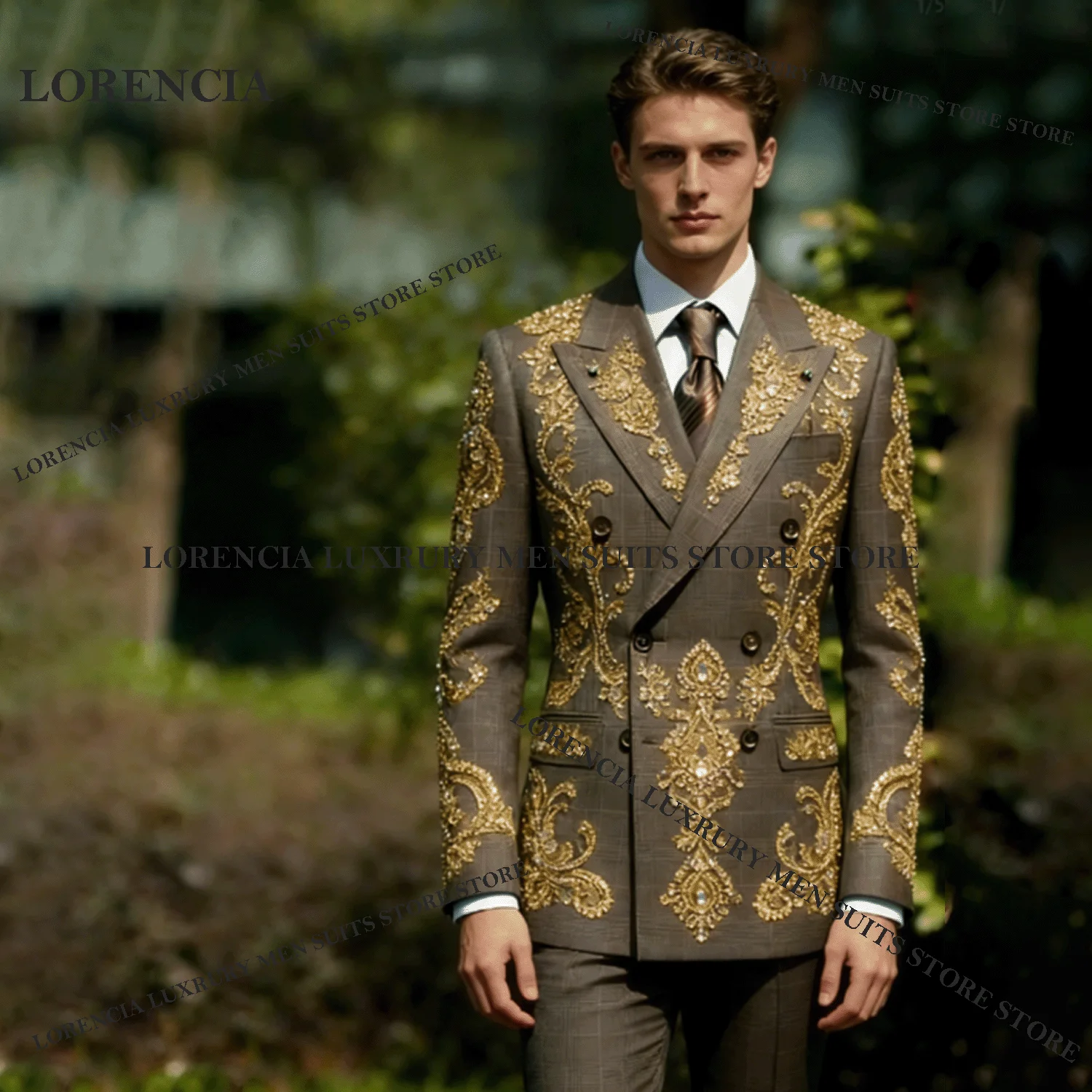 

Мужской костюм с блестками и пайетками, высококачественная вышивка кристаллами, вечерний смокинг, приталенный крой, комплект из 2 предметов, свадебный костюм для жениха, мужской пиджак.