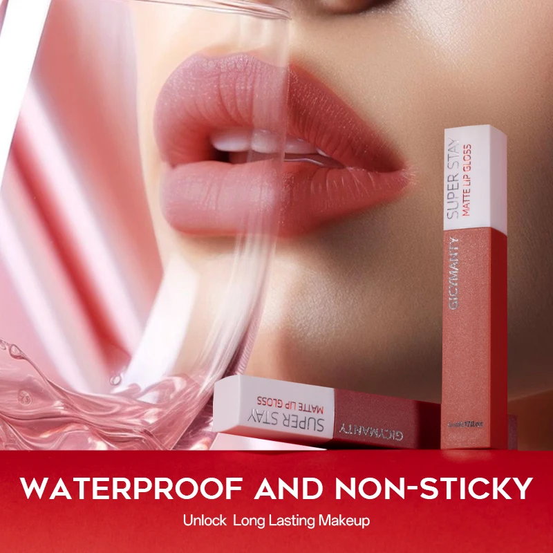 GICYMANTY Matte Velvet Lip Gloss Sexy Red Long Lasting Waterproof Non-stick Cup Lipstick Makeup