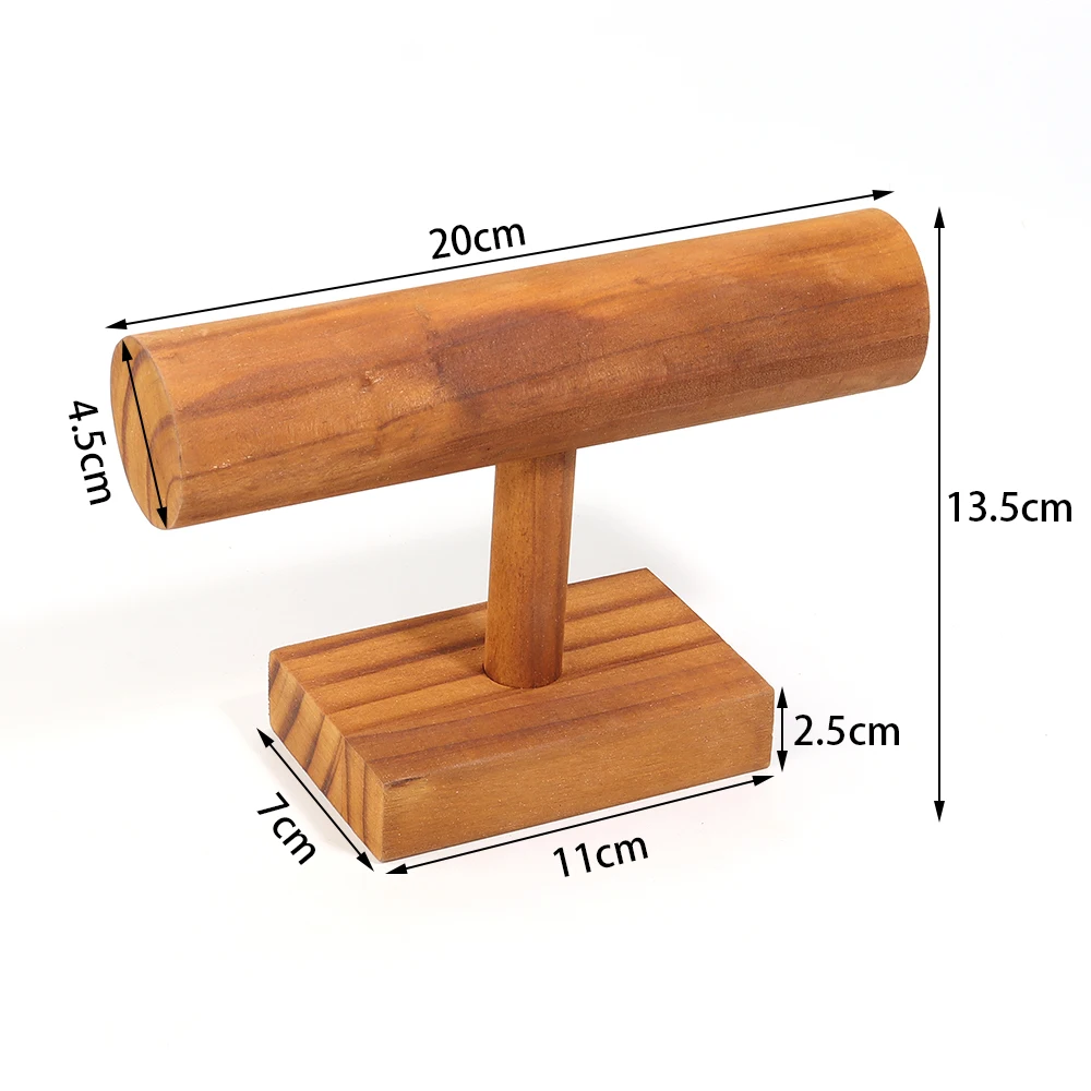 Soporte de exhibición de accesorios de joyería de madera de pino, pulsera, collar, banda para el cabello, estante de exhibición de almacenamiento de joyería con suministro de Base de madera