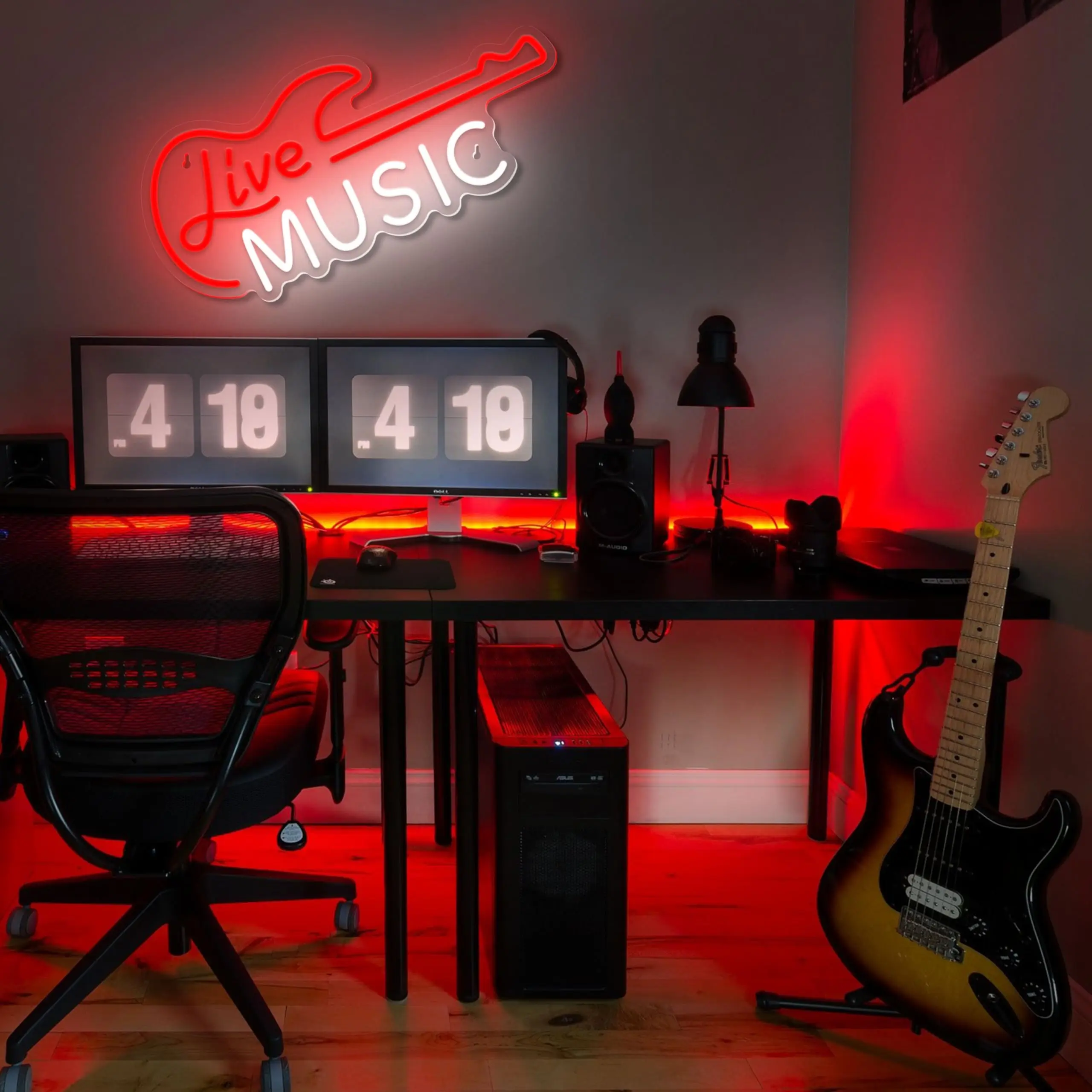 Live Music LED Neon Dimmable Guitar, Wall decoration bedroom suitable for room man cave home bar music studio nightclub party