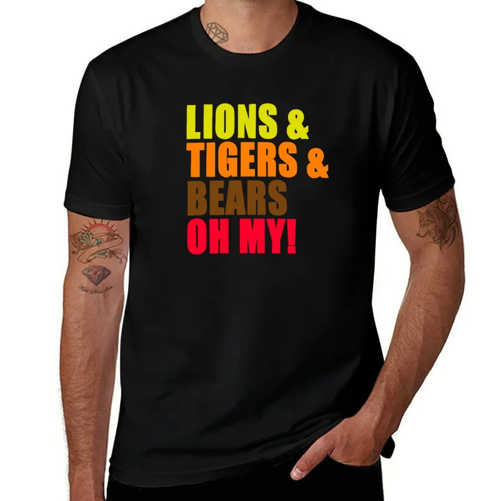 

Lions And Tigers And Bears Oh My! The Wizard Of Oz T-Shirt summer top funny costumes mens graphic t-shirts hip hop