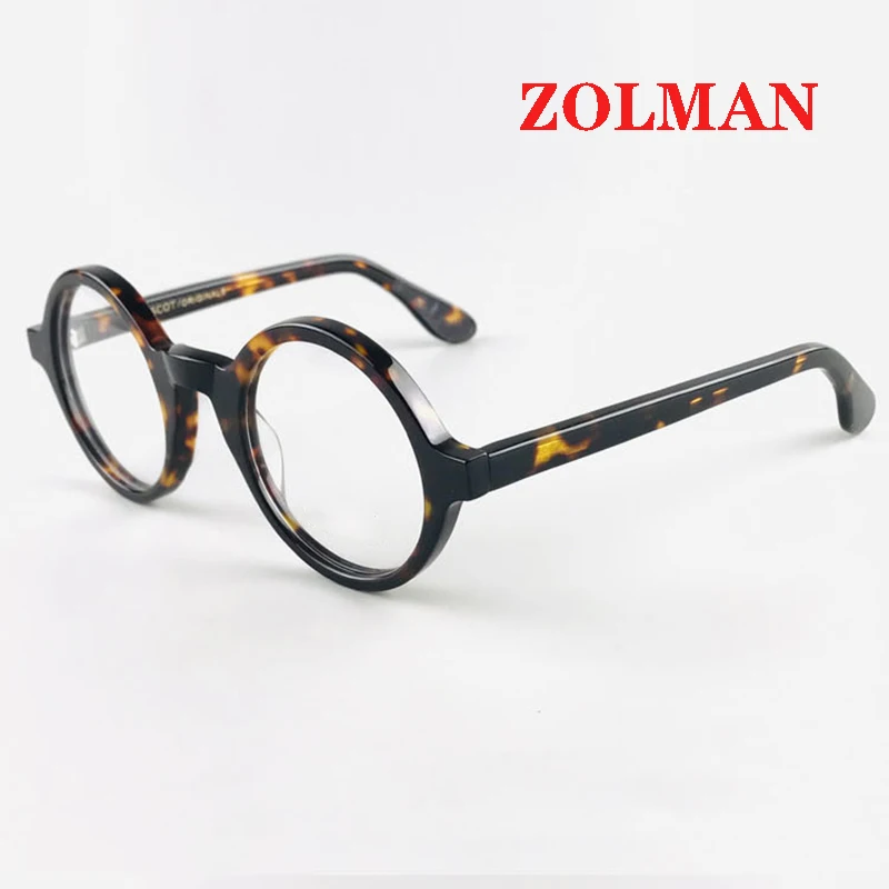 Optical Eyeglasses Frame Men Women Johnny Depp ZOLMAN Round Vintage Glasses Computer Acetate Spectacle Frame For Male Clear Lens