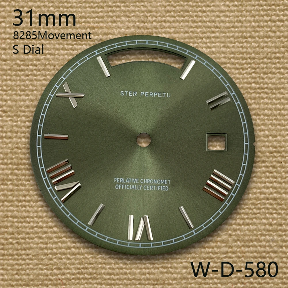 31mm s logotipo dia e data numerais romanos dial caber 8285 movimento sunray mostrador de alta qualidade acessórios de modificação de relógio