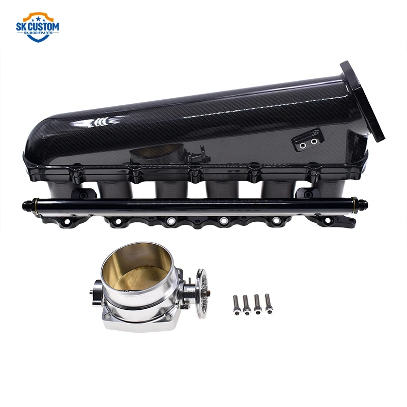 CUSTOM Racing Carbon Fiber 6 Injetor 2JZ GE Engine Intake Manifold With 100mm Throttle Body And Fuel Rail