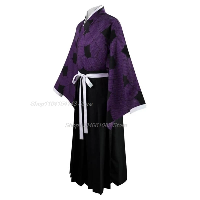 Kokushibo disfraz de Anime Demon Slayer para hombres, peluca de Cosplay de Kimetsu, No Yaiba Kokushibou, Kimono Haori, disfraces de Halloween