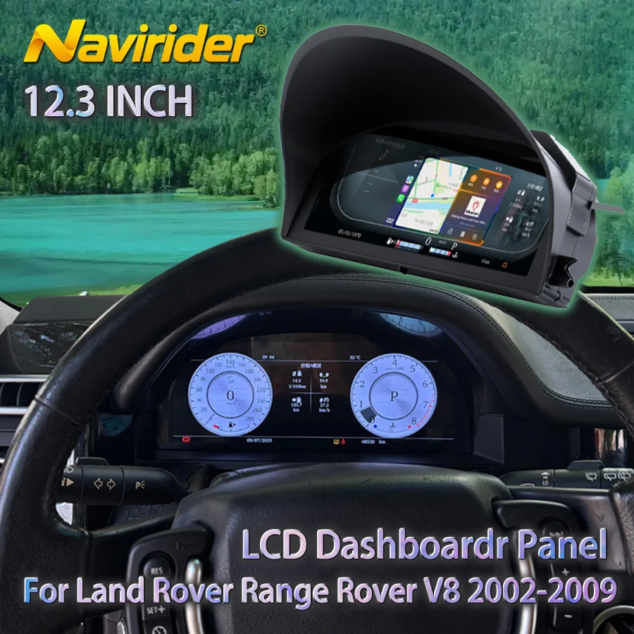 Digital GPS Instrument Clock  For Land Rover Range Rover V8 2002-2009 Virtual Cockpit Carplay LCD Dashboardr Panel Tachometer