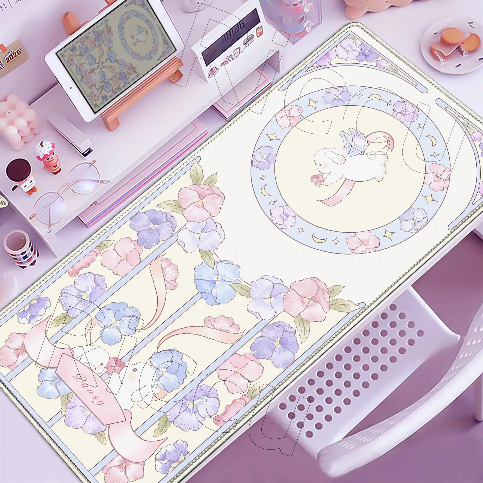1200x600mm Flower Daisy Print Large Mouse Pad Game Accessories Anti Slip Base Suitable for E-sports Office and Home Decoration