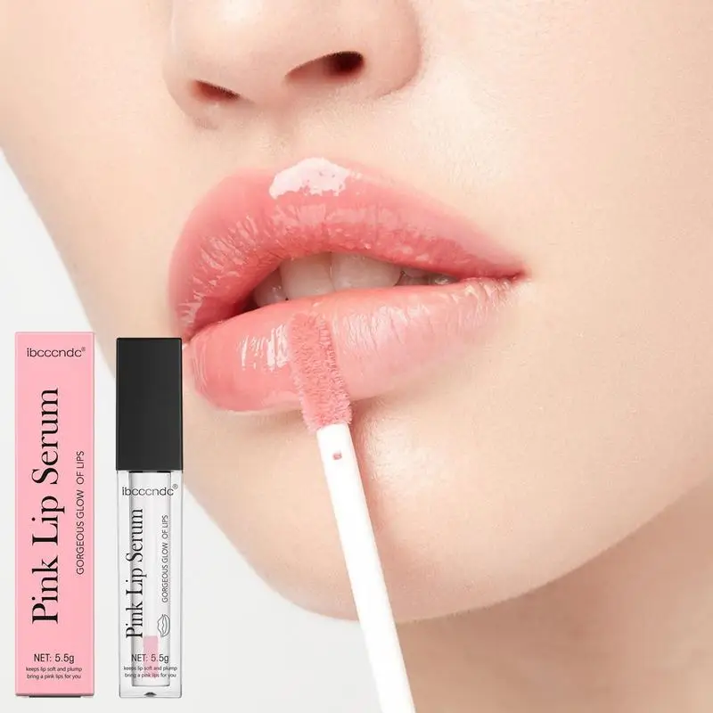Pink Lip Serum Moisturizing Fresh Effective Reduce Pigmentation Exfoliating Plumper SInstant Volumising Lip Plumper Serum ﻿