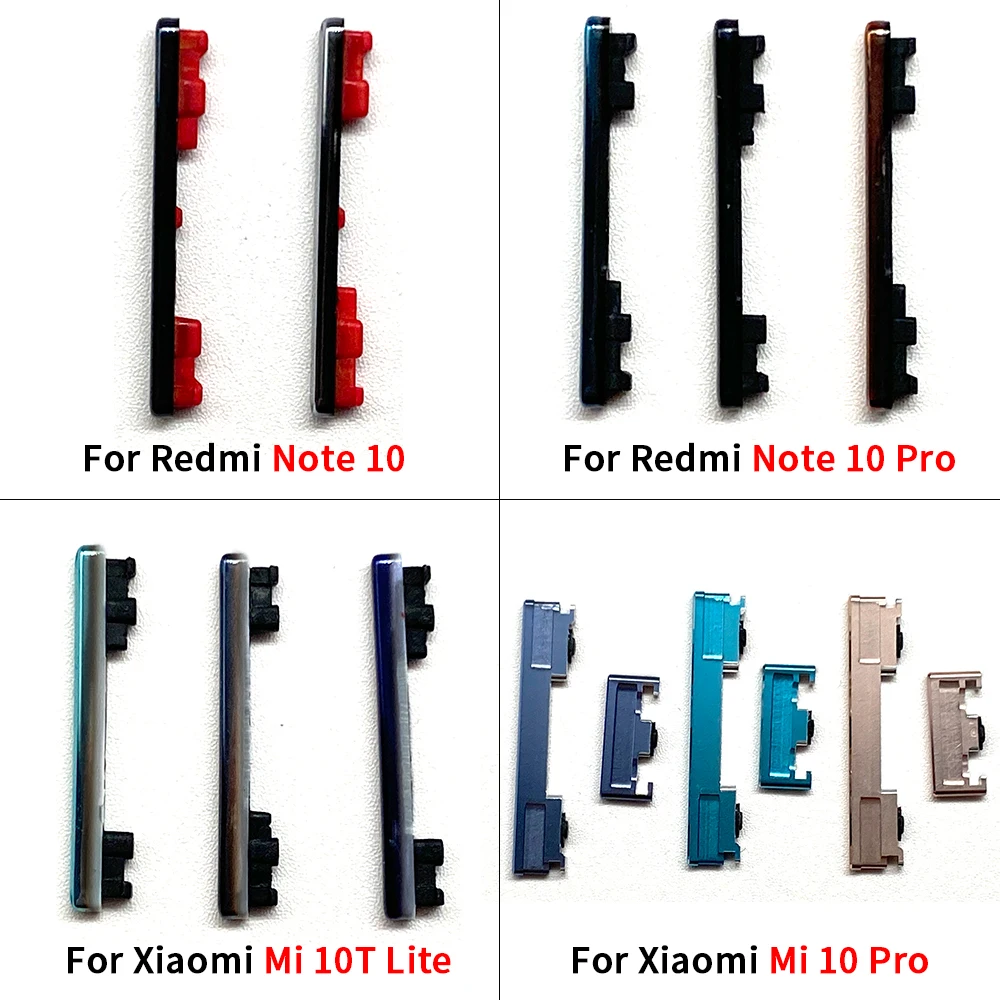 10 قطعة/الوحدة قطع غيار علوية لهاتف Xiaomi Redmi Note 10 Pro / Mi 10 10T Pro مفاتيح زر جانبية أزرار حجم الطاقة