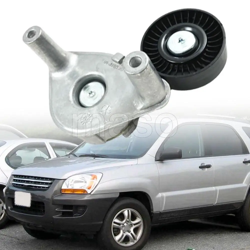 

2528137120 2528137101 Belt Tensioner Assembly With Pulley For Hyundai Sonata Santa Fe Tiburon Tucson Kia Optima Sportage V6 2.7L