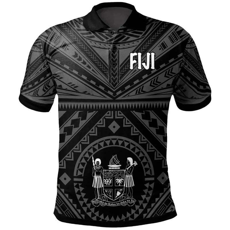 Vintage Summer 3D Printing FijiRugby Fly Fijians Polo Shirt For Men Happy Fiji Day Graphic Polo Shirts Kid Fashion Cool Polos