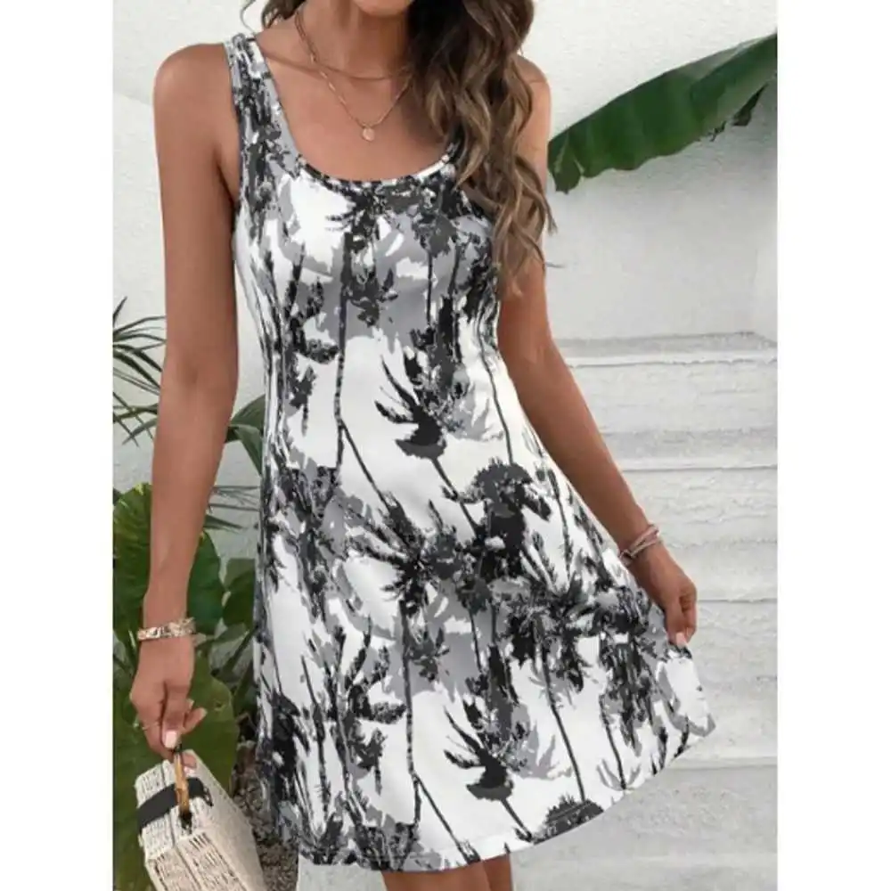 

Sexy ort Svel Ne Geometric Print Dr Cleanfit H Version for Middle-aged Women Tee-quarter Sve Linen Material