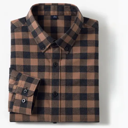 New in Shirt Plaid 100%Cotton Brushed Long Sleeve Shirts for Men Slim Fit Casual Tops High Quality Designer Vintage Clothes - Image 4