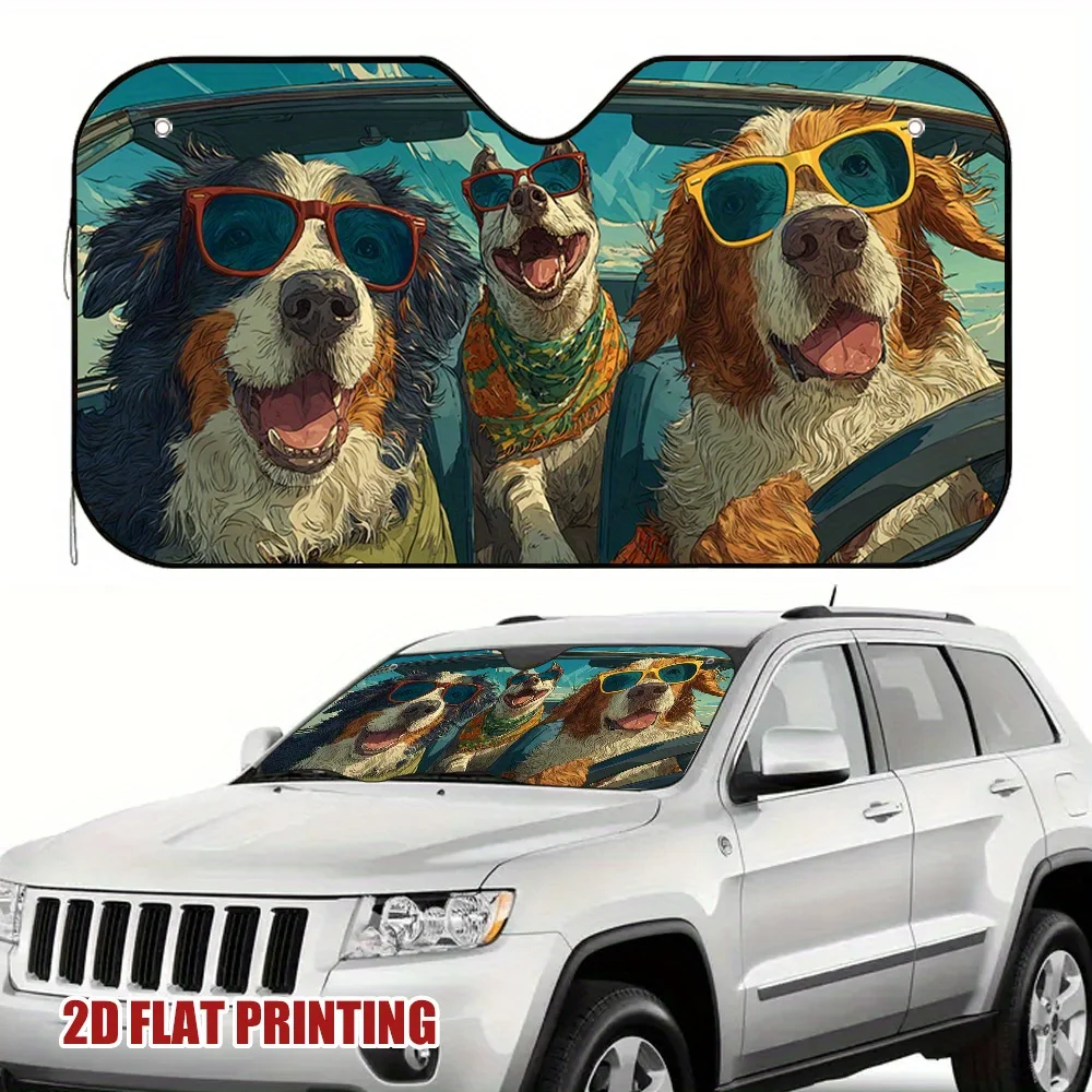 

1pc Dog-Themed Car Sun Shade - Windshield Sun Protector With Adorable Dog Design, UV Protection & Heat Reduction For All Vehicle