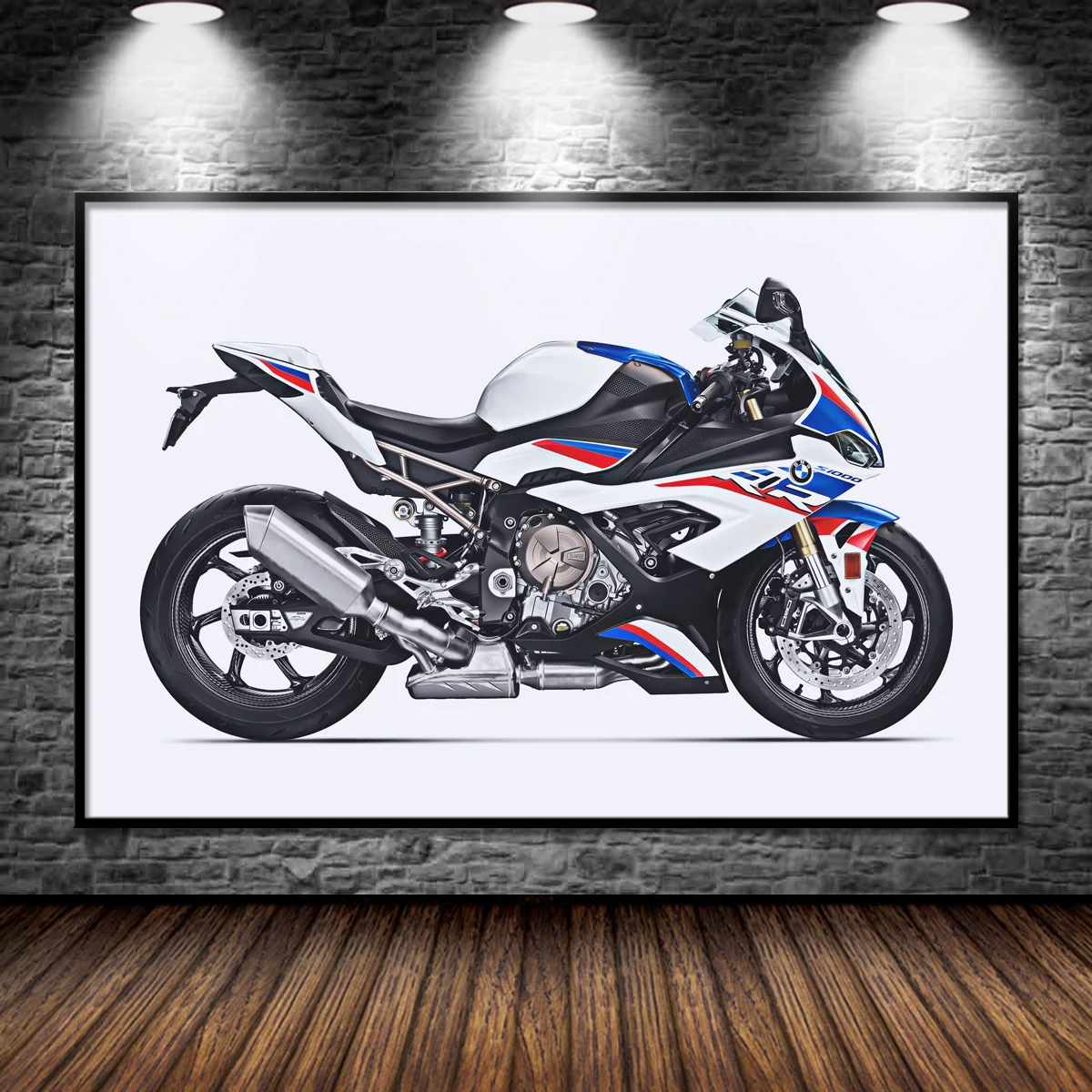 Motor Bike B M W S1000RR Side View Superbike 4K Posters Modern Wall Art Fabric Prints Canvas Paintings Home Living Room Decor