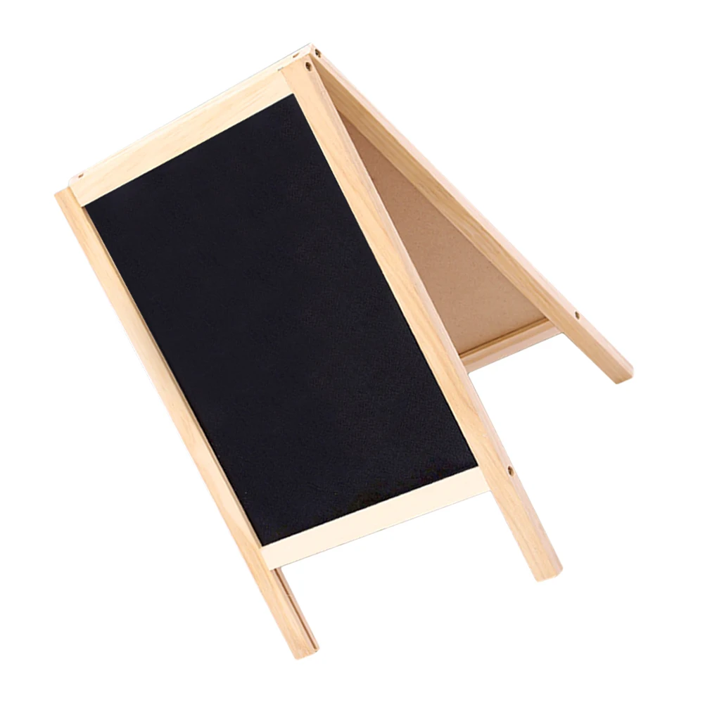 

Mini Double-Sided Wooden Blackboard Message Board Compact Sturdy Erasable Display for Kitchen Garden Birthday Weddings
