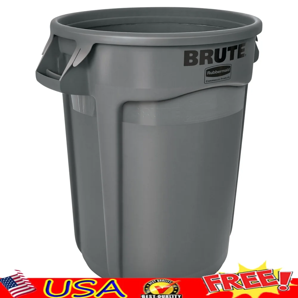 

Touchless Indoor 32 Gallon Round Plastic Garbage Can Vented Container Durable Stackable Waste Bin Easy Clean Reinforced Base