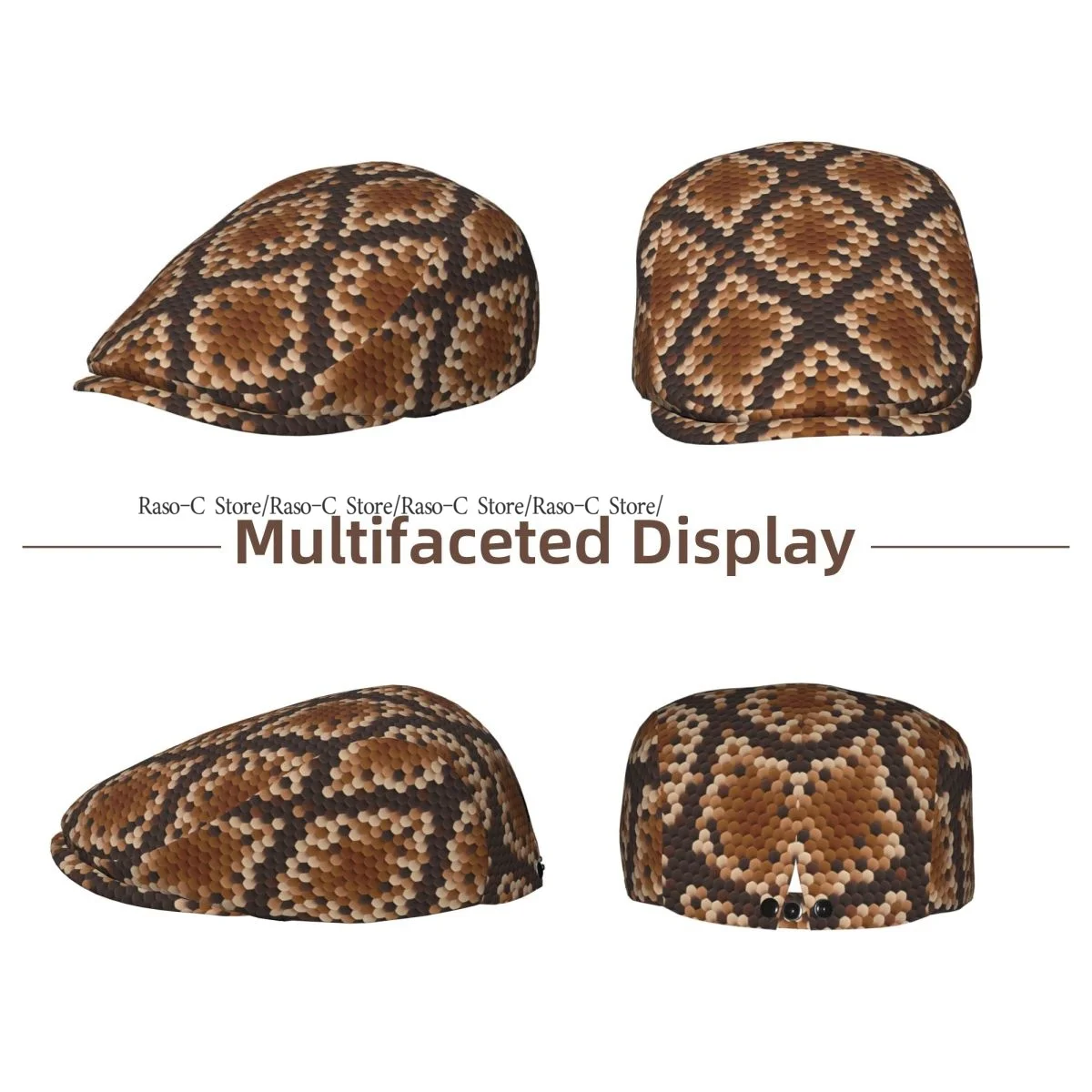 Flat Cap Men Women Newsboy Cap Snake Skins Driving Bunnet Ivy Hat Bakerboy Hat Spring Summer Boina