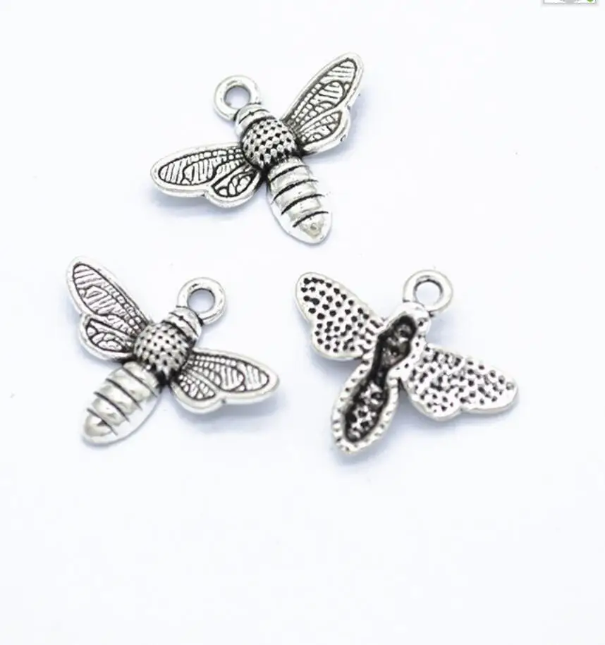 20pcs Nice Charms Bee 19*16mm Antique Bronze Silver Pendants Making DIY Handmade Tibetan Bronze Silver Jewelry gd F0924
