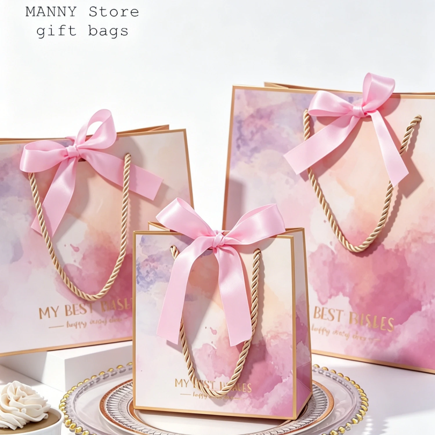10x Marble Gift Bag Box Pink Paper Bag holiday Party Wedding Favors Packaging Baby Shower for guests for small usinesses carton