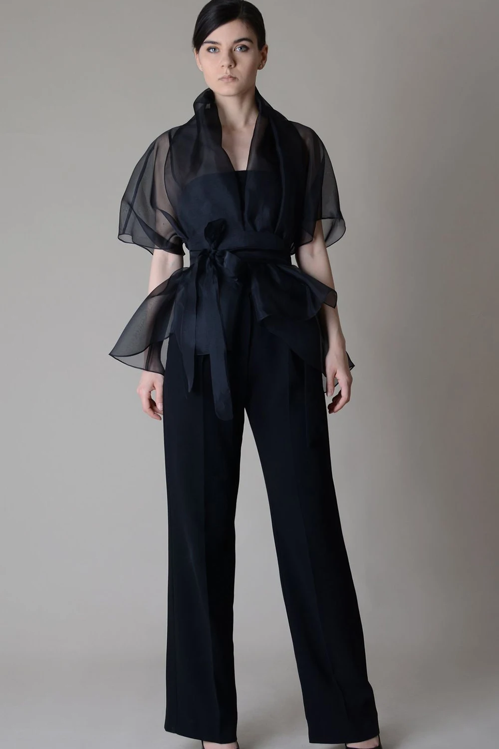 Organzowa bluzka z siateczki dla kobiet, stójka, sznurowana, prześwitująca, dekolt w serek, amerykański styl retro, elegancka bluzka z rękawami do połowy, plus size.