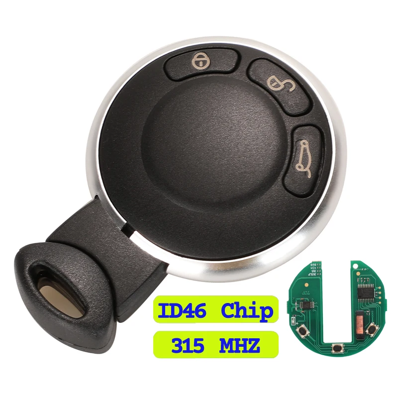 

Jingyuqin 3 Buttons Keyless Go Handsfree Car Key Fob 315MHZ ID46 Chip For BMW Mini Smart Fortwo 450 5WK49331