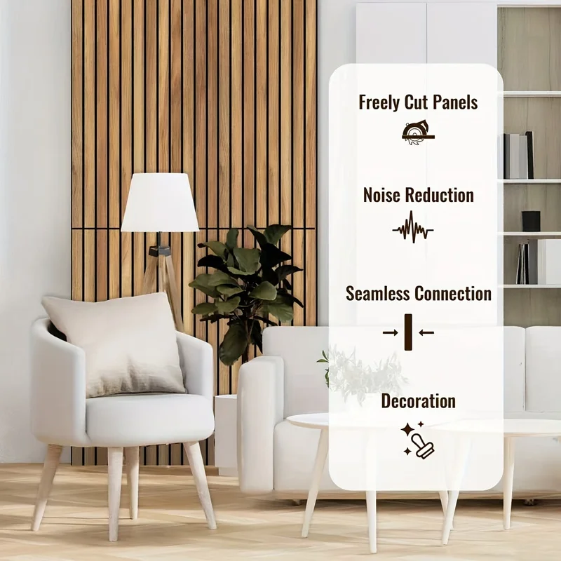 60*120cm Fluted Wood Wall Panel Decorative Sound-absorbing Panels Wooden Felt Cork Tiles Boards Soundproof Acoustic Panels Decor