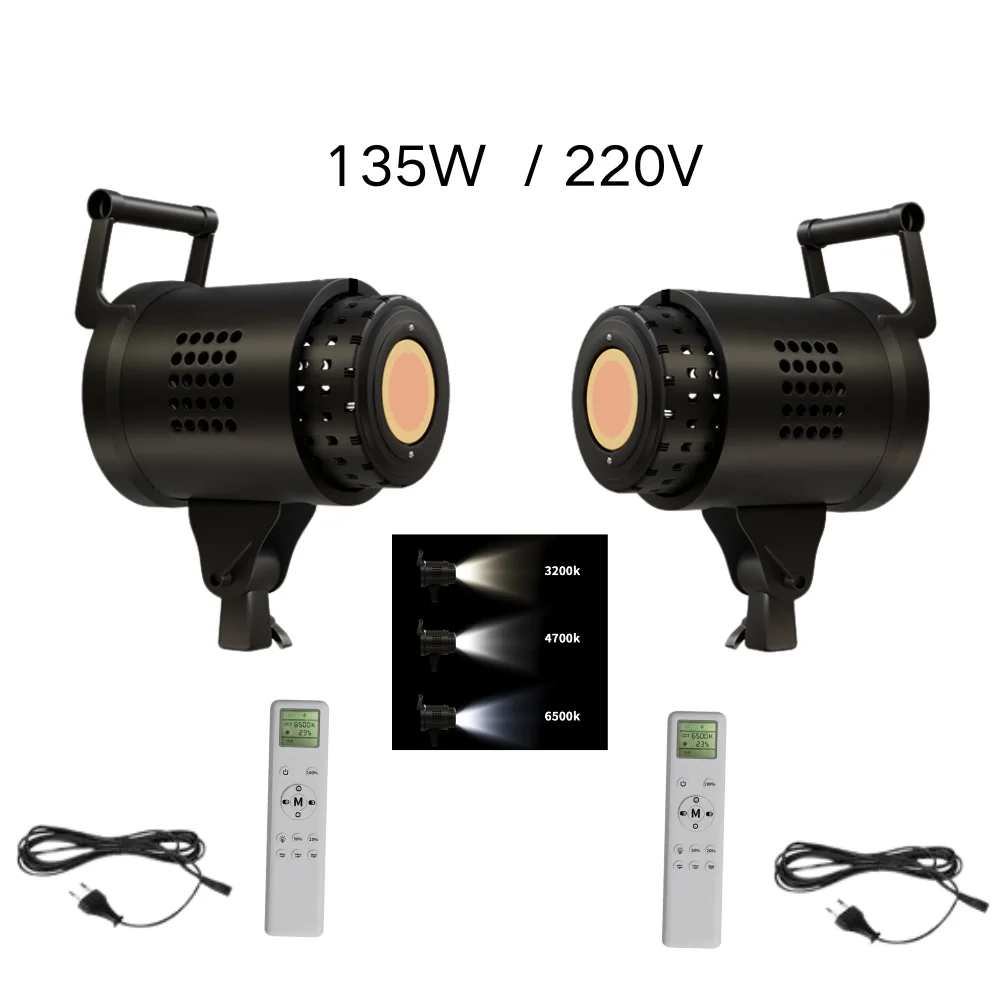 115/135 واط التصوير بوينز الإضاءة LED 220 فولت فيديو استوديو ضوء النهار المتوازن مصباح صورة فلاش استوديو 3000-6000 كيلو 3 ألوان