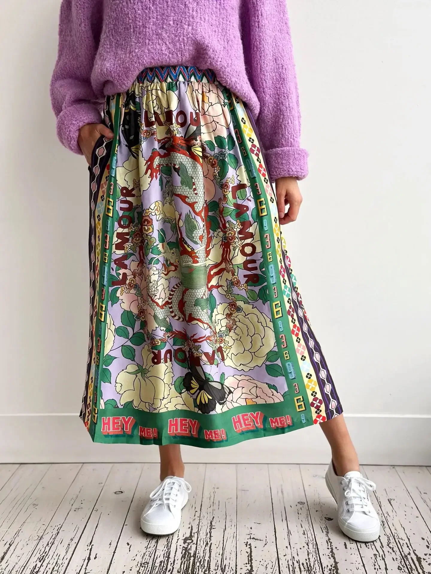 

Women Vintage Printed Casual Skirt 2024 New Fashion Elegant Elastic Waist Clothing Holiday Party Graffiti Trendy Streetwear