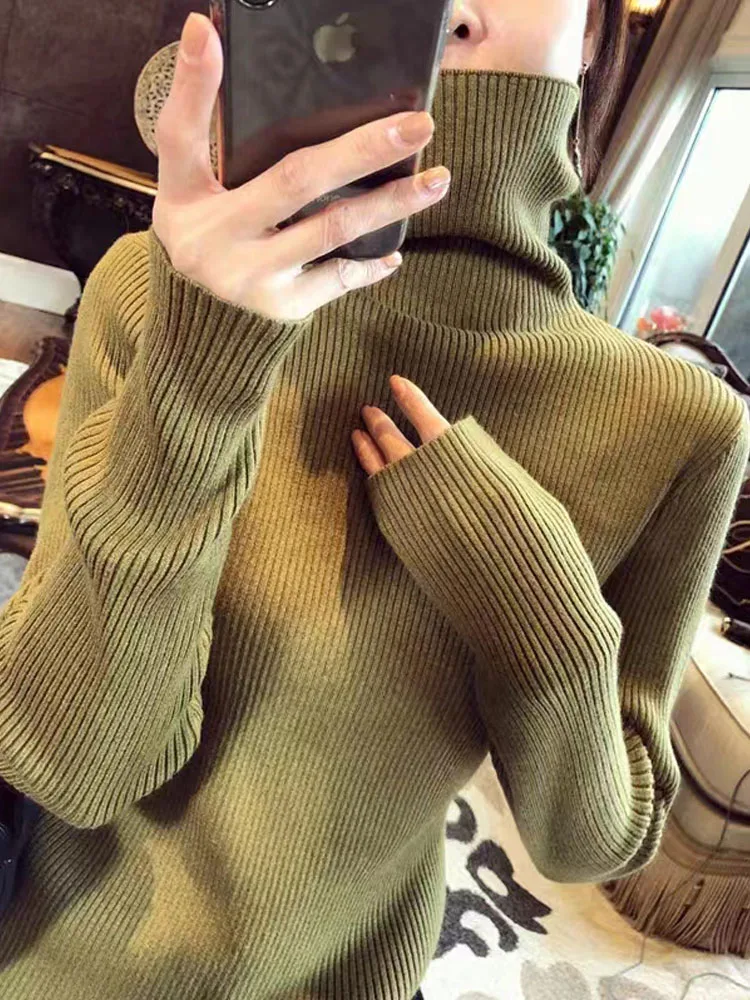 

High-necked 100% pure sweater women's long-sleeved knitted bottoming sweater in autumn and winter with tops inside.