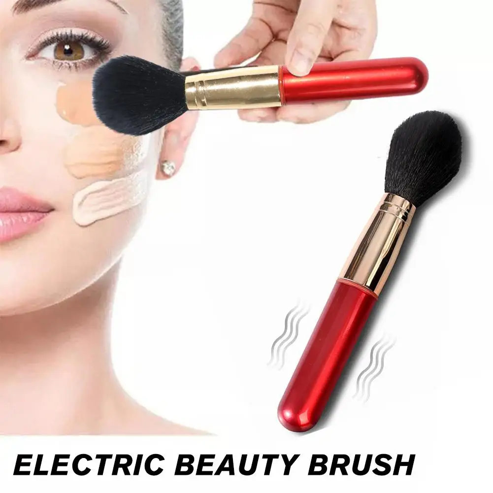 Brocha cosmética eléctrica para base, colorete, herramientas para polvos sueltos, cepillo de belleza lavable, herramientas de maquillaje, vibración recargable D3i5