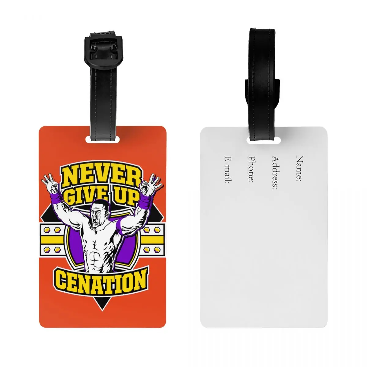 WWE John Cena Luggage Tags for Suitcases Funny Never Give Up Baggage Tags Privacy Cover ID Label