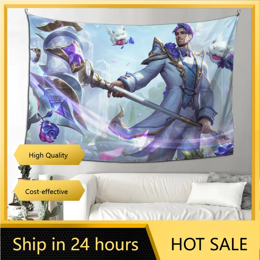 

Jayce LoL Arcane Tapestry Decoration party Background Hanging Cloth Bedroom Tapestry Room Decor Aesthetic
