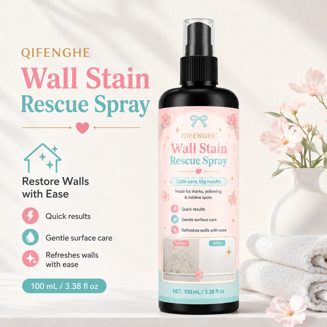 Powerful Hydrogen Peroxide Multi-Surface Spray – Stain & Black Spot Remover for Kitchen Bathroom, Odor Eliminator