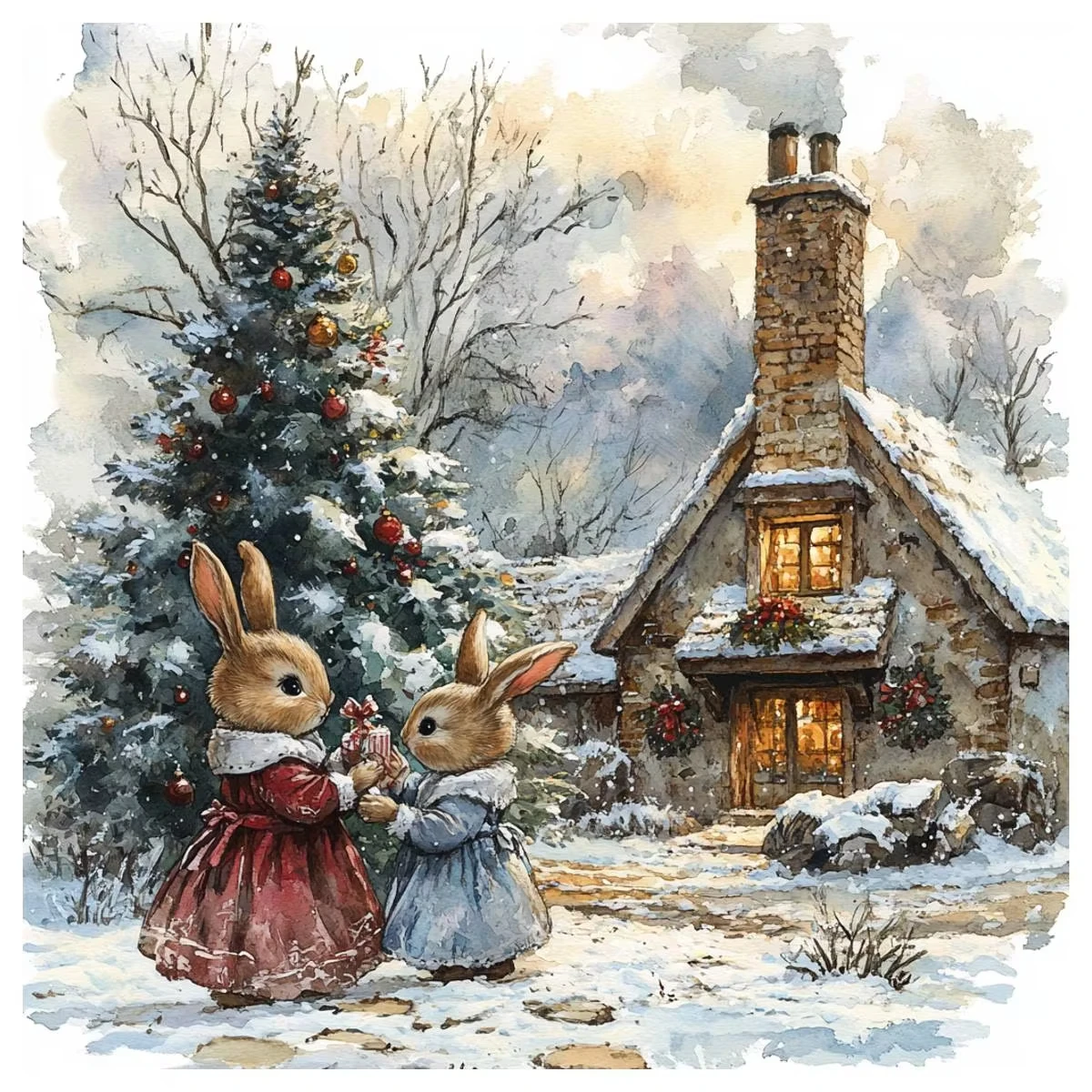 

Пазлы «Дом кролика» (зимняя серия), 500/1024 элемента, сложная семейная игра для игровой комнаты, спальни, домашнего декора, подарок