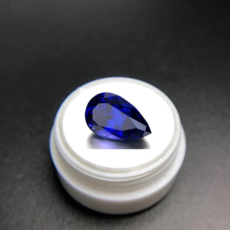 Large Tanzanite Blue Sapphire 12.50ct 12x16mm Pear Cut Sri-Lanka VVS Loose Gemstone For Jewelry Making Beads