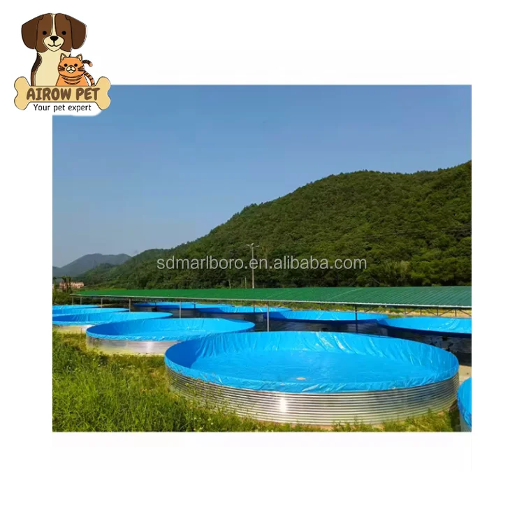 AIROW Recirculating Aquaculture Fish Tank System Galvanized Steel Sheet Tarpaulin Tilapia Biofloc Fish Farming Tank Equipments